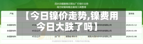 【今日镍价走势,镍费用
今日大跌了吗】