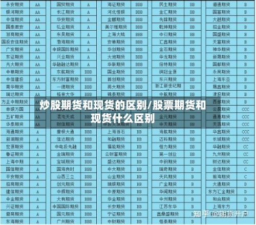 炒股期货和现货的区别/股票期货和现货什么区别