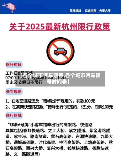 【各个城市汽车限号,各个城市汽车限号时间表】