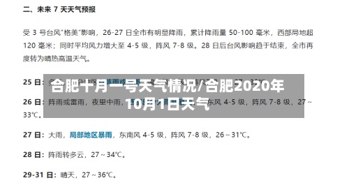 合肥十月一号天气情况/合肥2020年10月1日天气