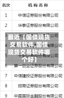 最近【国债现货交易软件,国债现货交易软件哪个好】