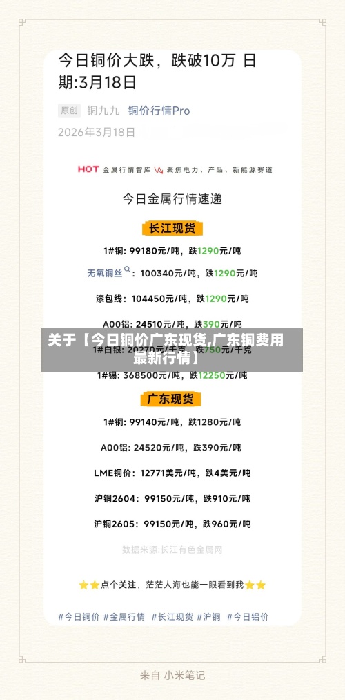 关于【今日铜价广东现货,广东铜费用
最新行情】