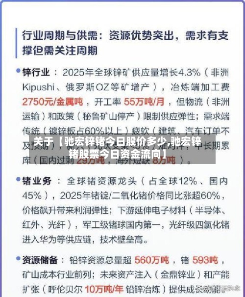 关于【驰宏锌锗今日股价多少,驰宏锌锗股票今日资金流向】