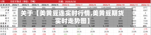 关于【美黄豆连实时行情,美黄豆期货实时走势图】