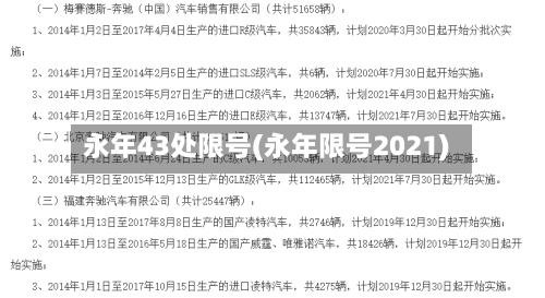 永年43处限号(永年限号2021)