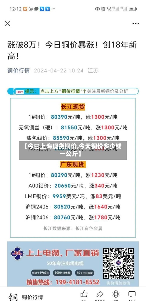 【今曰上海现货铜价,今天铜价多少钱一公斤】