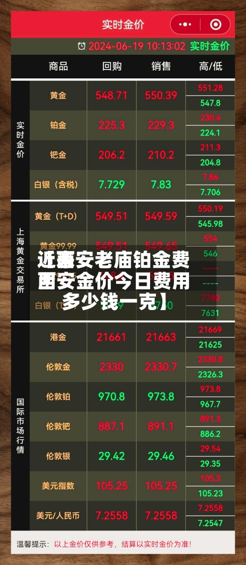 近来
【西安老庙铂金费用
西安金价今日费用
多少钱一克】