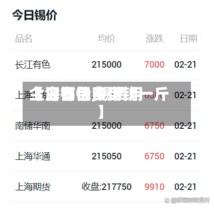 【今日锡费用
上海有色,锡费用
今日锡价多少钱一斤】