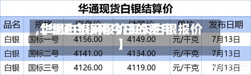 【华通白银网今日的费用,华通白银网报价每天白银报价】