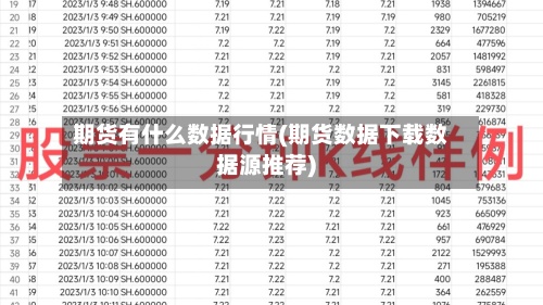 期货有什么数据行情(期货数据下载数据源推荐)