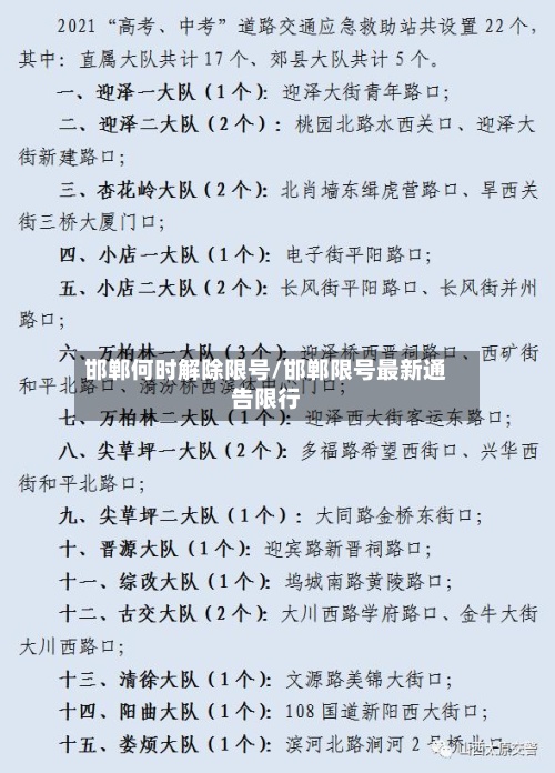 邯郸何时解除限号/邯郸限号最新通告限行