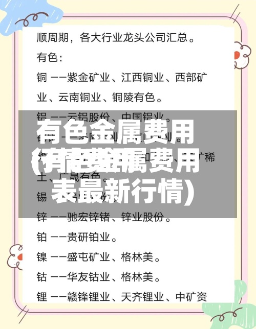 有色金属费用
行情费用
(有色金属费用
表最新行情)-第3张图片