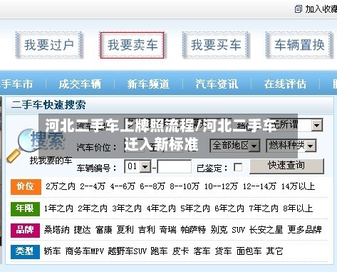 河北二手车上牌照流程/河北二手车迁入新标准