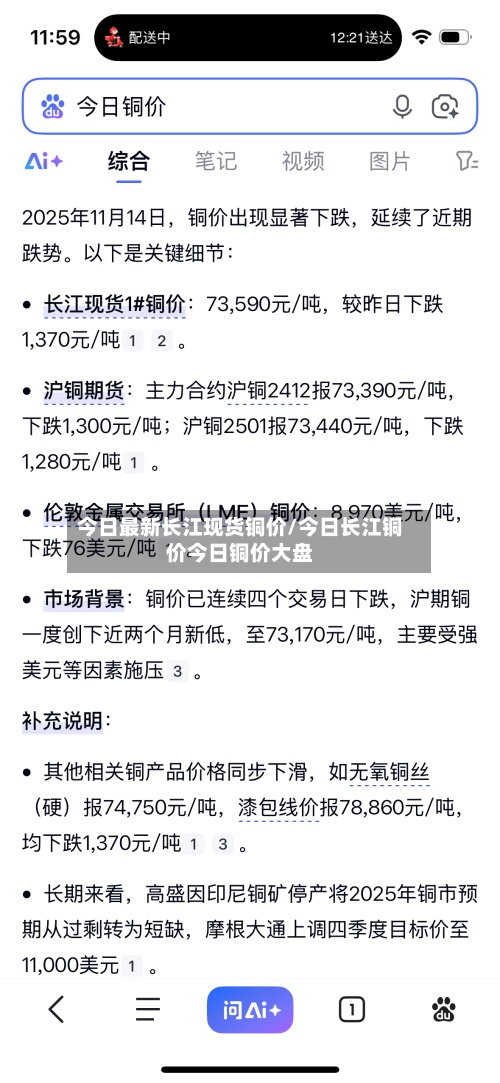 今日最新长江现货铜价/今日长江铜价今日铜价大盘