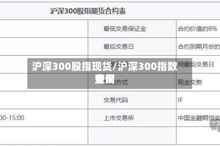 沪深300股指现货/沪深300指数费用查询