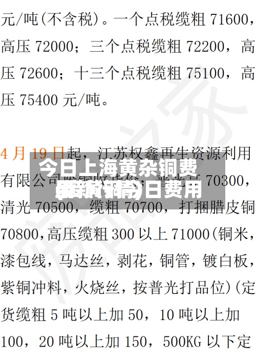 今日上海黄杂铜费用
(废黄铜今日费用
最新行情)-第2张图片