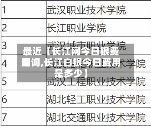 最近【长江网今日银费用查询,长江白银今日费用是多少】