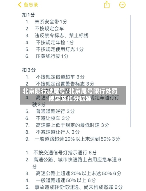 北京限行驶尾号/北京尾号限行处罚规定及扣分标准-第2张图片