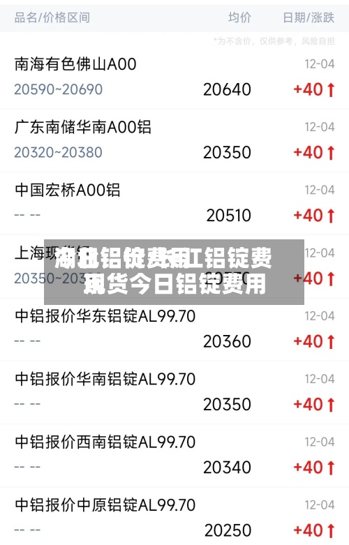 湖北铝锭费用今日铝价/长江铝锭费用现货今日铝锭费用