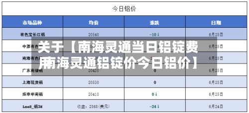 关于【南海灵通当日铝锭费用,南海灵通铝锭价今日铝价】