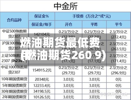 燃油期货最低费用(燃油期货260 9)