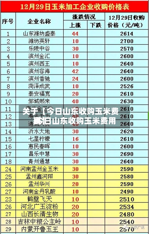 关于【今日山东收购玉米费用
,今日山东收购玉米费用
表】-第2张图片